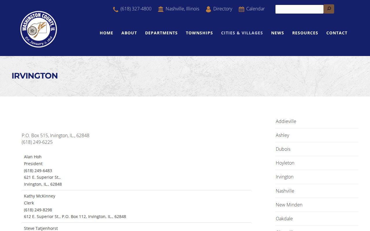 Irvington criminal records routing through the official village contact page