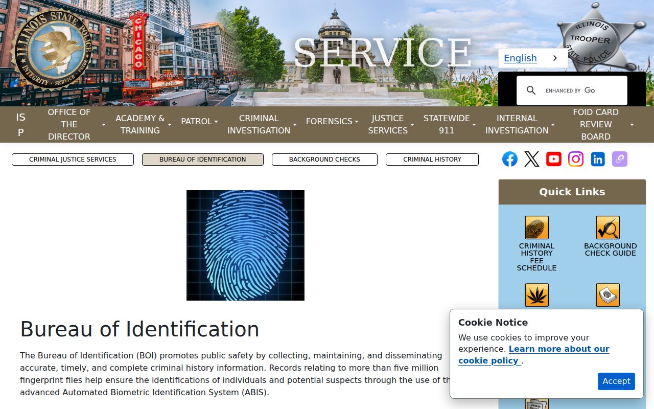 Okawville criminal records at the Illinois State Police Bureau of Identification