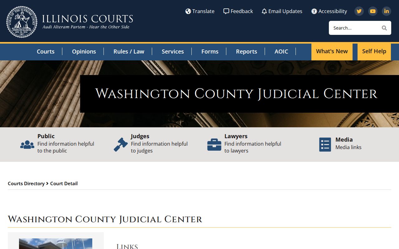 Illinois Courts directory for Washington County Judicial Center