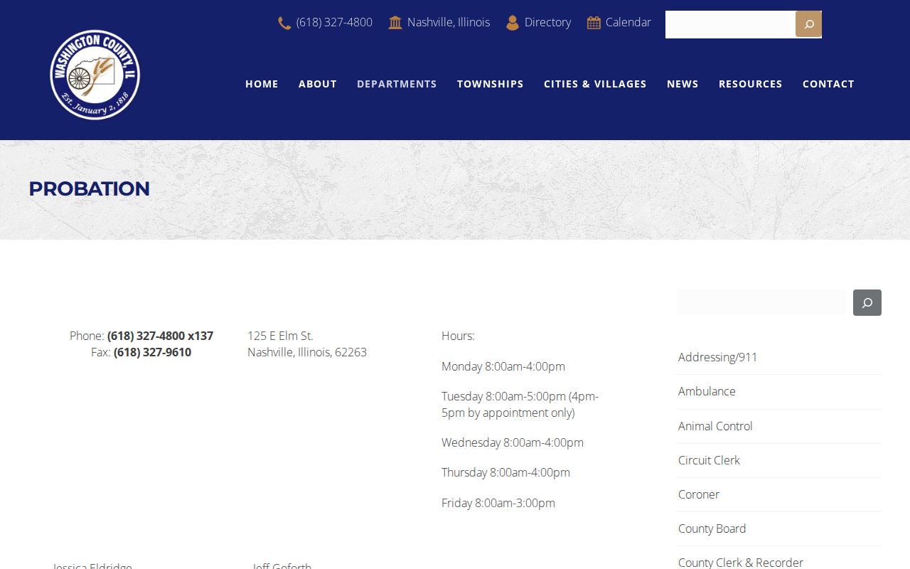 Washington County criminal probation office information