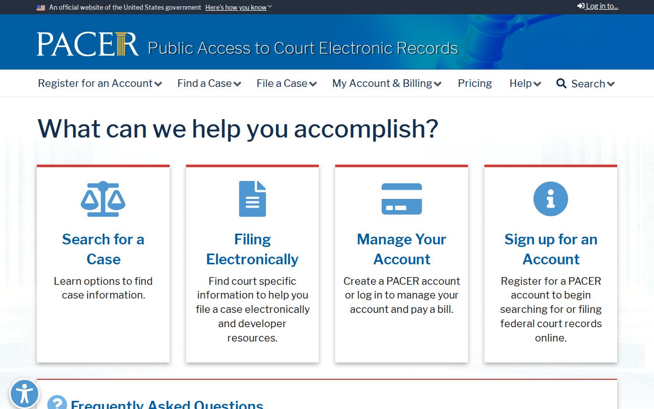 PACER federal court records portal relevant to Washington County offense case context